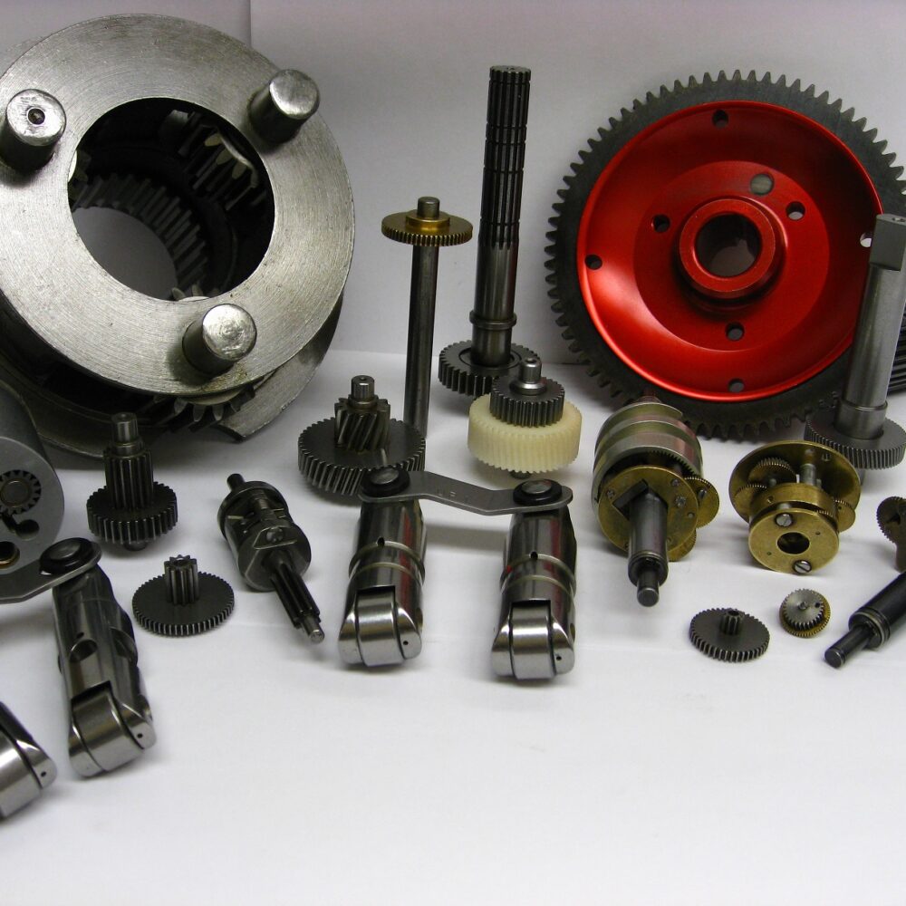 Close-up of a gear hobbing operation on a precision gear blank